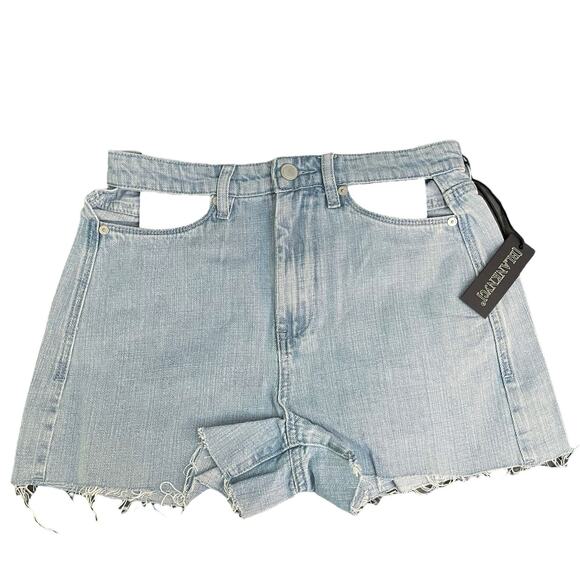 BLANK NYC Jean Shorts Women’s 26 Blue Light Wash High Rise Hip Cutouts NWT - Picture 8 of 10